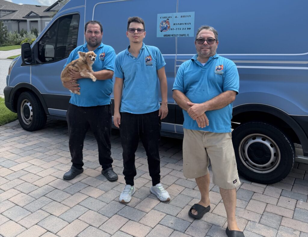 Carlos & Brian Handyman crew in front of the company van in Wesley Chapel, FL